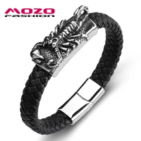 new 2020 trendy male bracelet leather scorpions stainless steel simple bangles man collocation punk cuff jewelry