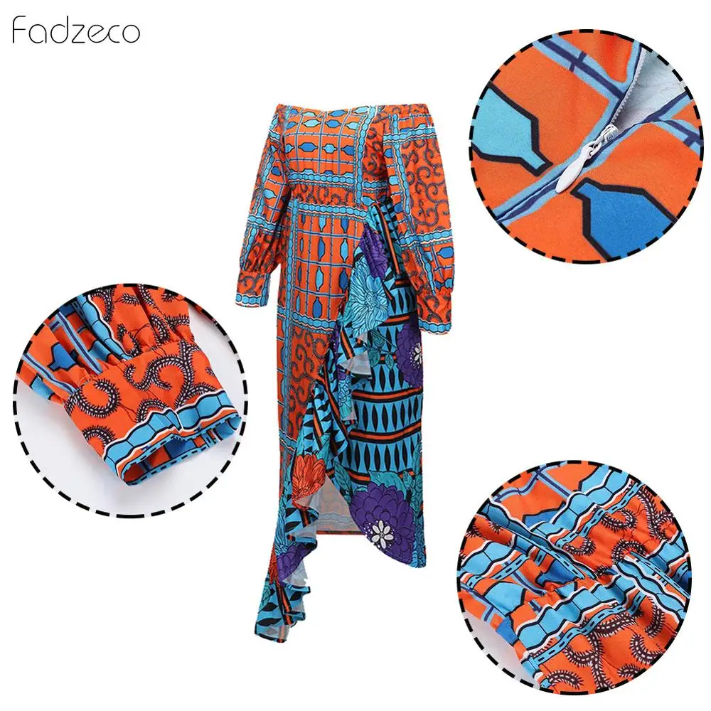 Fadzeco африканская одежда 2019 новая дамская Дашики принт Осень Плюс халат