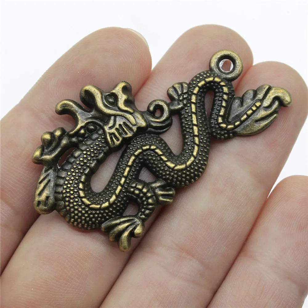 

WYSIWYG 4pcs 54x33mm Chinese Dragon Pendant Chinese Dragon Pendants For Jewelry Making Chinese Dragon Charm