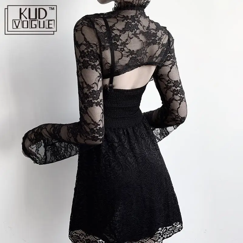 Сексуальный кружевной Короткий свитшот для женщин винтажный викторианский