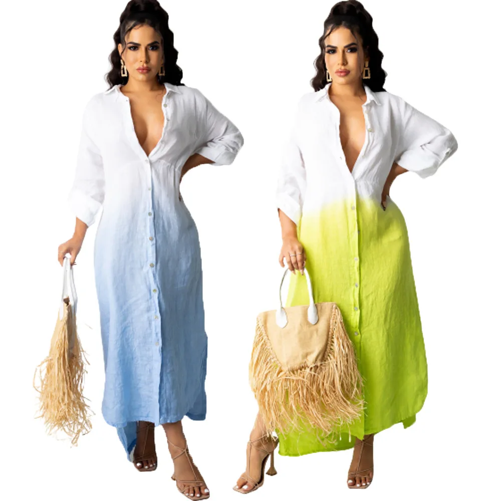 

Fall new women's hanging-dye cardigan dress