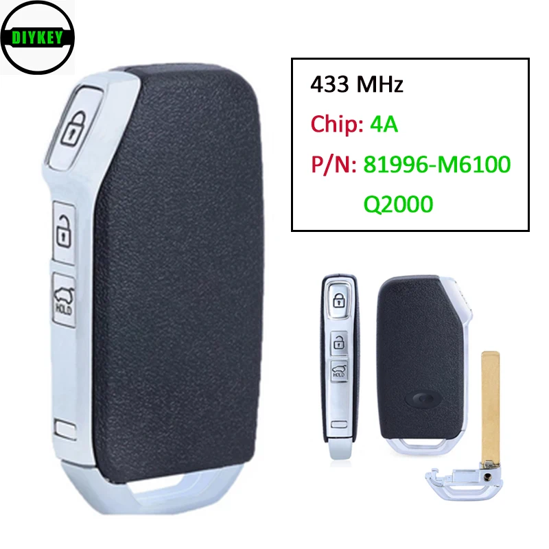 DIYKEY Car Remote Control Key For Kia Sportage K5 Forte After 2017 4A 433MHz Auto Smart Promixity Card Q2000 81996-M6100 | Автомобили и