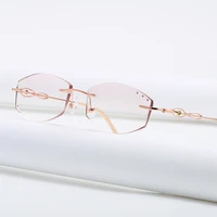 zirosat 52021 alloy rimless diamond cutting woman glasses frame optical prescription eyeglasses woman eyewear fashion