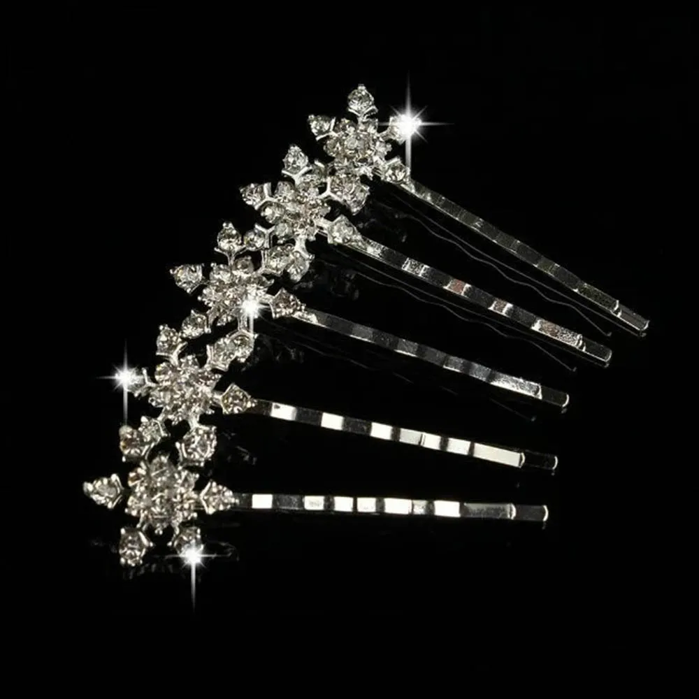 Модные женские заколки для волос в виде снежинок заколки-невидимки аксессуары 5