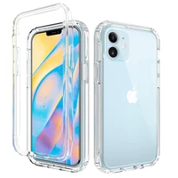 phone case for iphone 12 11 pro 11pro max xr xs max 6 7 8 plus x 11 2 in 1 shockproof silicone protection transparent back cover