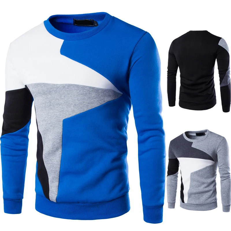 Осень, облегающие мужские толстовки с длинным рукавом, Sudaderas Para Hombre, повседневная мужская толстовка в стиле пэчворк, спортивные топы Moletom