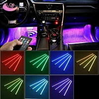 72led car foot ambient light backlight music control remote control rgb auto interior decorative atmosphere lights