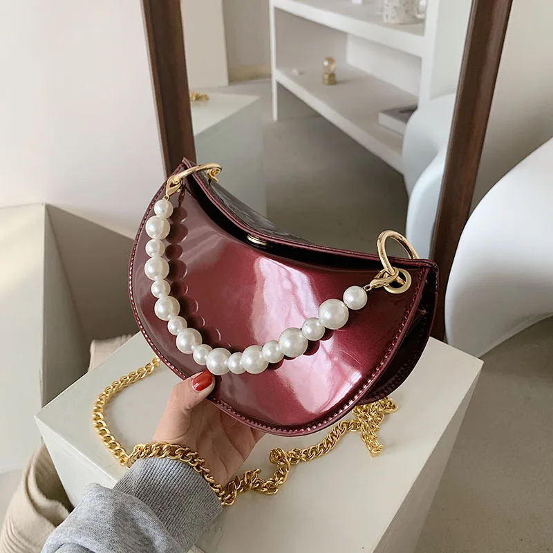 

High-quality simple temperament pearl handbag handbag 2021 new Korean fashion ladies shoulder bag net red diagonal chain bag
