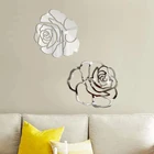 Настенные 3D наклейки в виде роз, украшение на стену в стиле ретро, зеркальные наклейки сделай сам, Современная гостиная