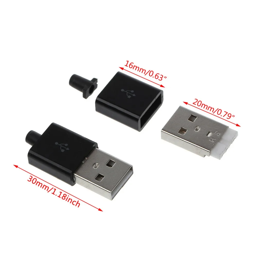 For 10Pcs/Set DIY USB 2.0 Type A Male 4P Adapter Connector Plug Socket with Plastic Shell Promotion | Строительство и ремонт