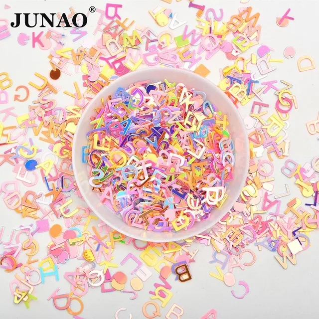 Mix Color Letter 10g JUNAO 10 г 5*12 мм цветная Алмазная форма, Сыпучие блёстки блестки Пришивные блестящие стразы, аппликация для рукоделия одежды - Цвет: Mix Color Letter 10g