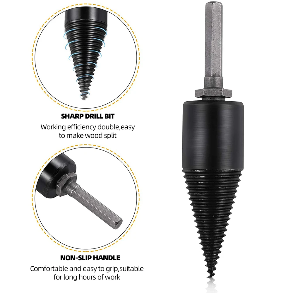 

Wood Splitter Drill Bit Hex Shank Wood Drill Bit Log Splitter Screw Cone 32mm Square Round Hexagonal Woodworking Tool