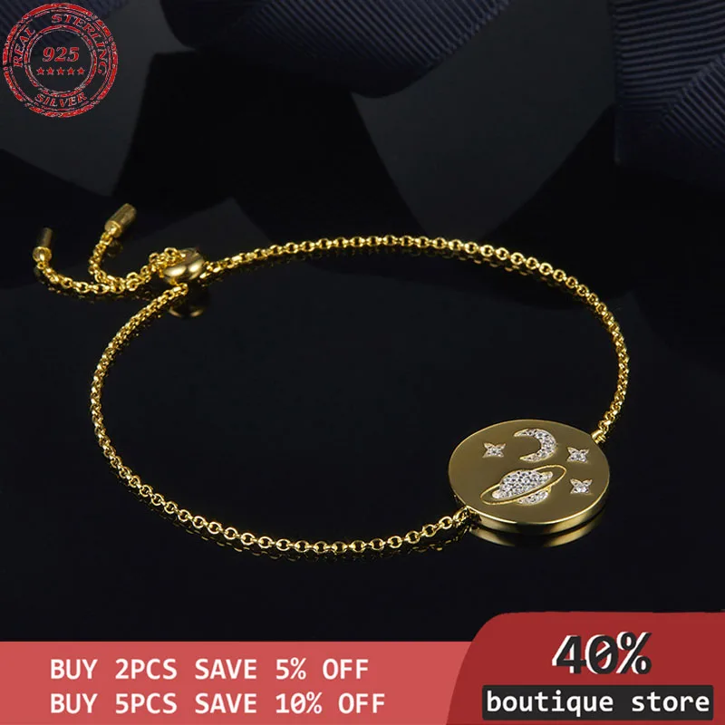 

Women's wristband Sterling S925, planetarium gold and yellow jewelry, adjustable, personalized fashion jewelry