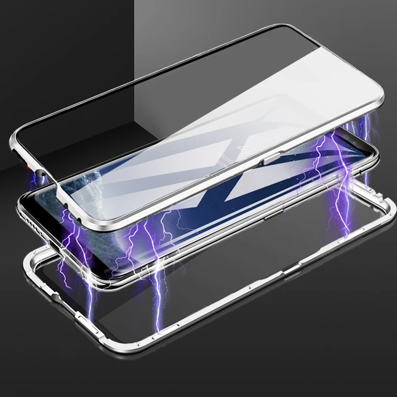 Магнитный двухсторонний стеклянный чехол для телефона Samsung Galaxy A10 A20 A30 A50 M20 M30 A7 A9