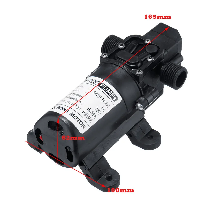 DC 12V 130PSI 6L/min Electric Water Pump Black Micro High Pressure Diaphragm Sprayer Car Wash 12 V | Обустройство дома