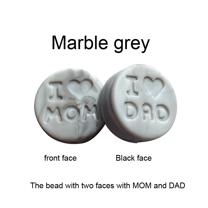 Marble gray Новинка 100 шт я люблю маму Силиконовые Прорезыватели свободные бусины плоской круглой формы жевательные бусины для DIY соска для зубов Шарм Детские зубные кольца - Цвет: Marble gray
