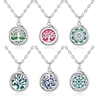 Подвеска диффузор для ароматерапии, Маленькая подвеска с изображением дерева жизни, цветов, открытый медальон для духов, эфирных масел, диффузор, ожерелье