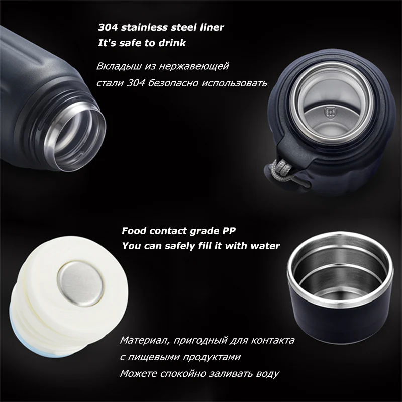 FEIJIAN Double Wall Insulated Water Bottle Outdoor Travel Sports Bottles Stainless Steel 600ml Thermos For Tea Thermal Cup | Дом и сад