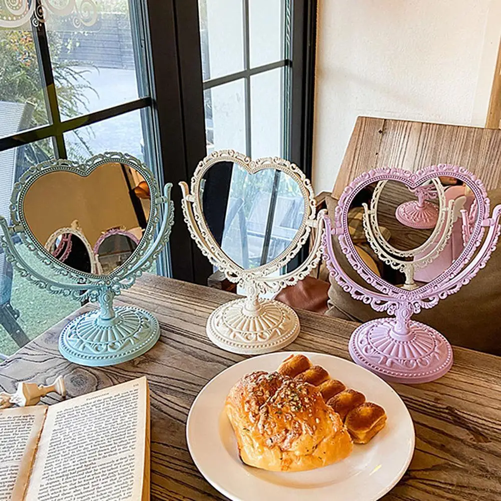 Зеркало для макияжа в форме сердца винтажное акриловое одностороннее зеркало