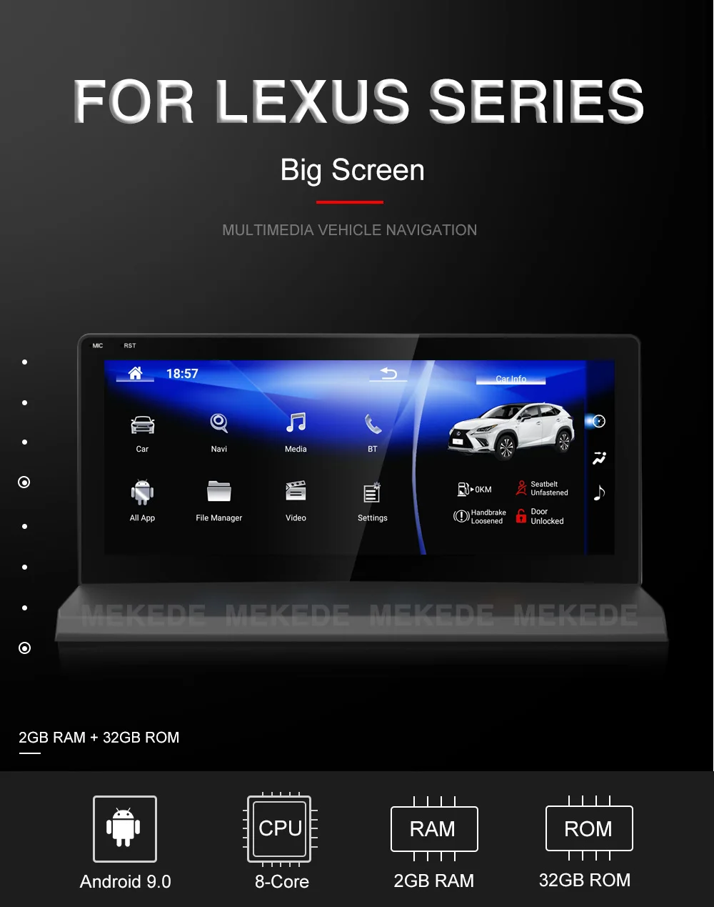 Автомобильный MP5-Player 8 ядерный Android 9,0 автомобильный Радио мультимедийный dvd-плеер для Lexus NX 200t 300h nx200T- с BT wifi gps ips