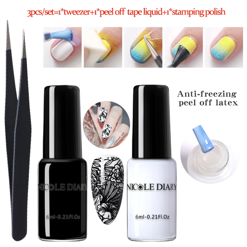 Лак NICOLE DIARY для стемпинга ногтей черный лак ногтевого дизайна антизамерзающий