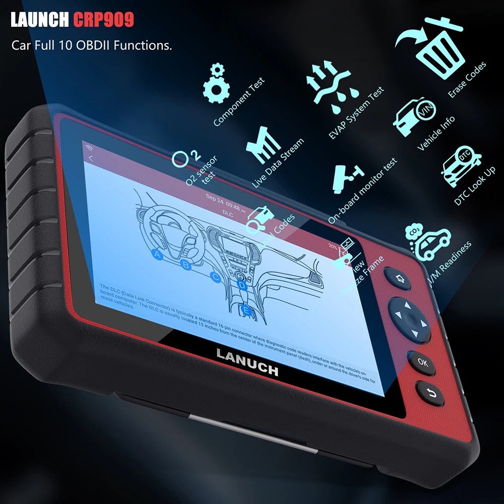 Launch CRP909C OBD2 Инструменты Профессиональный диагностический сканер полная система