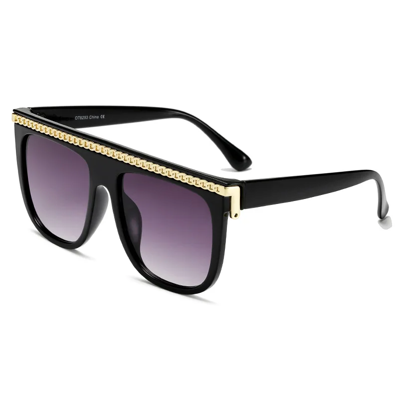 

Oversized Sunglasses Women Steampunk Sun Glasses for Woman Chain Fashion Wide Frame Big Hip Hop Retro Punk Vintage