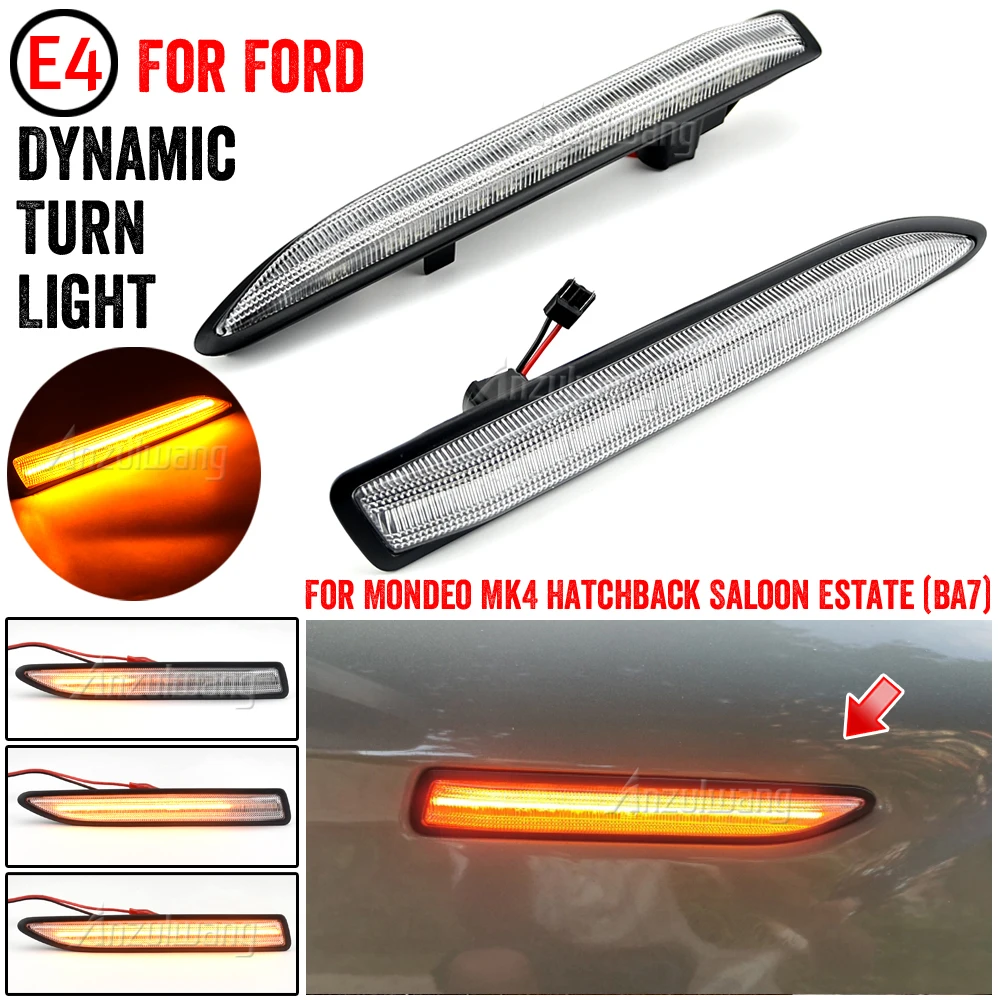 

2PCS For Ford Mondeo Mk4 Hatchback Saloon Estate (BA7) 2007-2015 Dynamic Sequential LED Side Marker Light Turn Signal Lamp