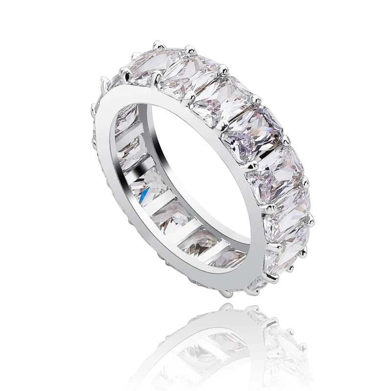 О 1 ряд ледяной кубический циркон круглое кольцо для мужчин хип хоп Золото