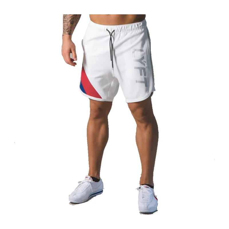 Летние спортивные шорты белые прохладные мужские хлопковые штаны для фитнеса