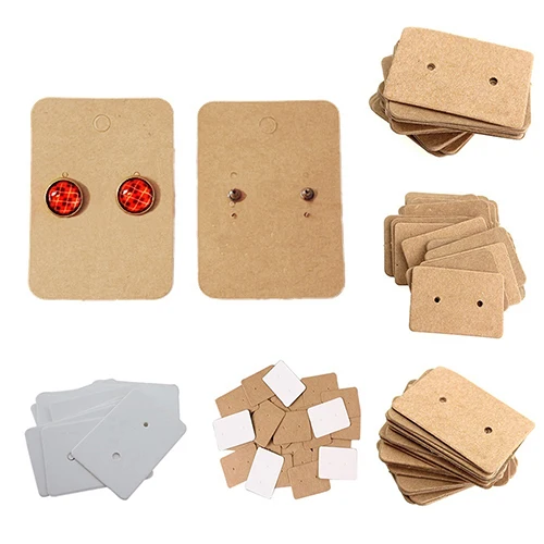 100 Pcs Jewelry Earring Ear Studs Hanging Display Holder Hang Cards 25x35mm | Украшения и аксессуары