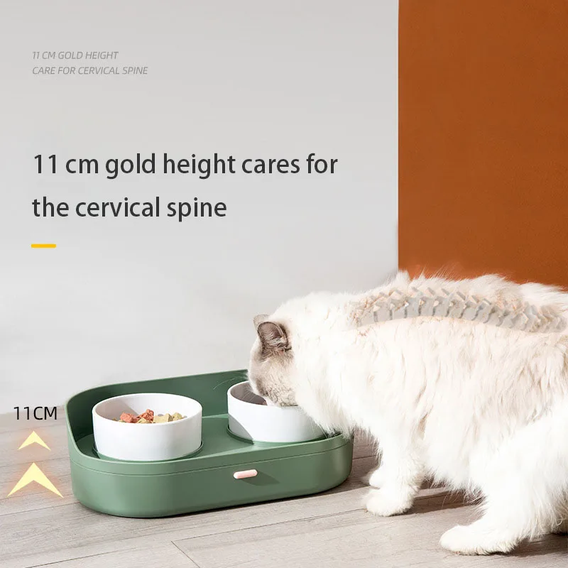 

New Cat Bowls Wholesale Plastic Cat Food Bowl Food Storage Bowl Pet Dog Bowl Splash-proof High Bowl Cat Bowls For Food And Water