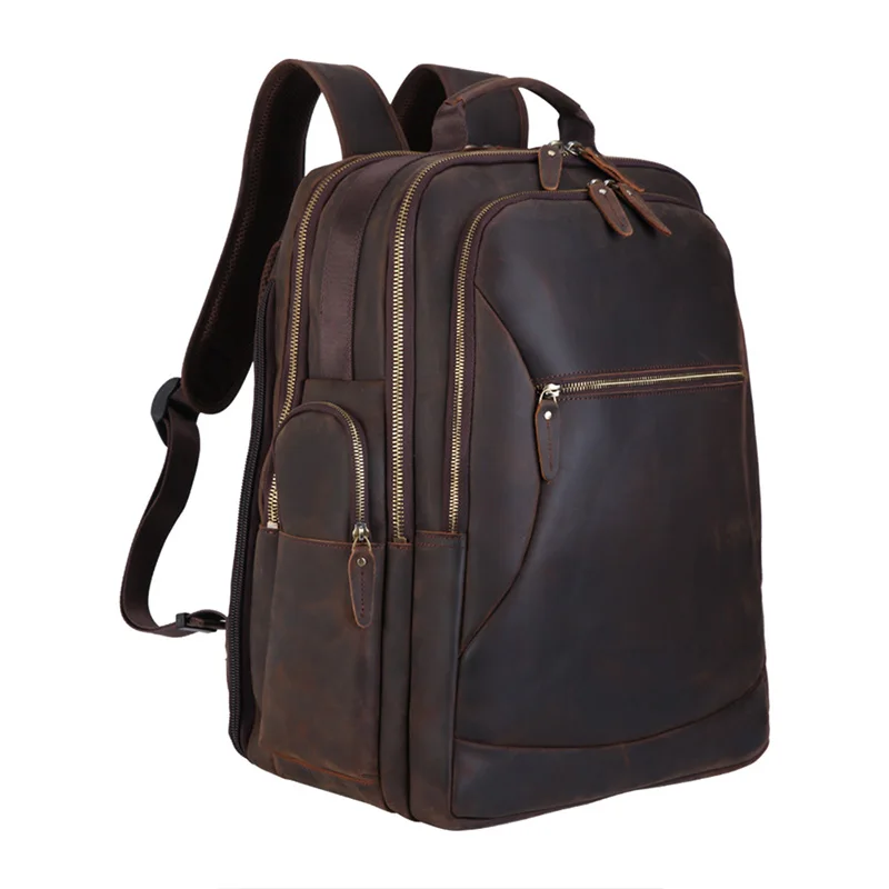Большой мужской рюкзак TIDING для ноутбука 17 дюймов из натуральной кожи дорожная