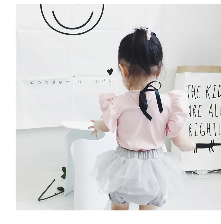 Одежда для маленьких девочек 2018 летняя белая футболка с оборками детские