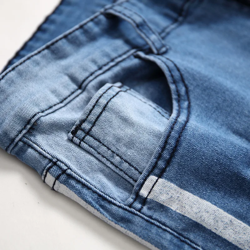 

New Men's Jeans Trendy Brand Denim Men's Personalized Print Slim Legged Jeans With Holes