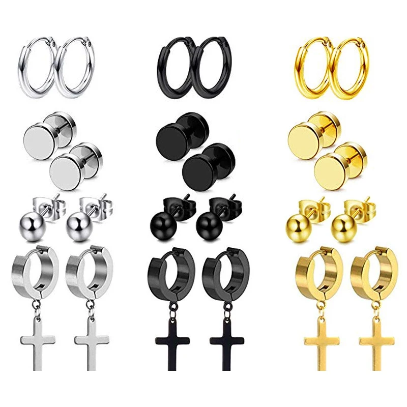 

1pair Hoop Earrings Clip on Earings Cuff Stainless Steel Piercing Cartilage Tragus Helix Ear Ring Stud Women Men Circle Jewelry