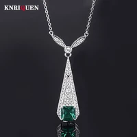 luxury vintage 100 925 silver 88mm emerald ruby pendant necklace for women lab diamond gemstone wedding party jewelry gift