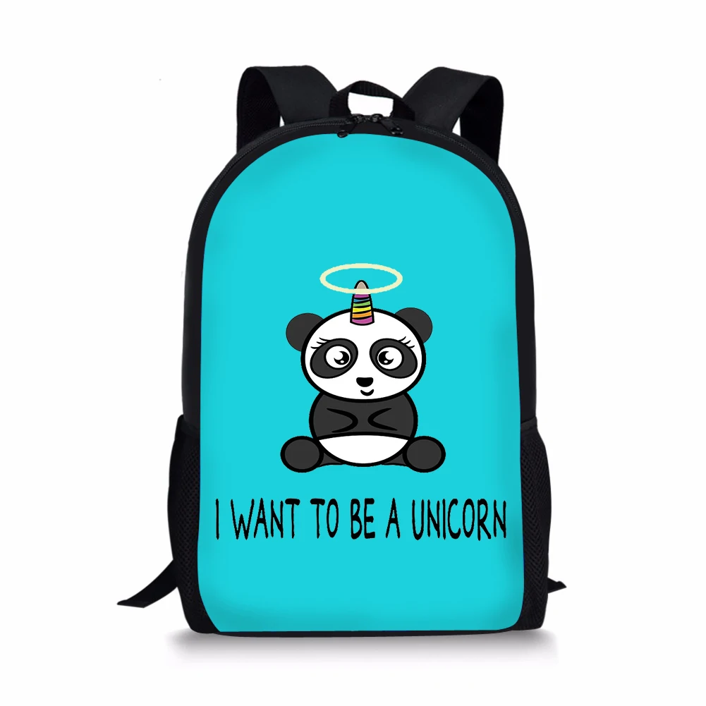 Children's Backpack Panda Unicorn Pattern Students School Bags Cartoon Animal Print Teenagers Book-Bag Mochila Travel Bag