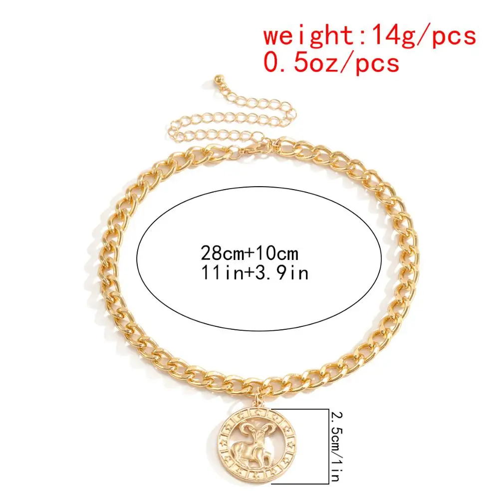 

Salircon Sign Horoscope Zodiac Pendant Necklace Designed Classic Gold Color 12 Constellation Women Men Jewelry Christmas Gifts