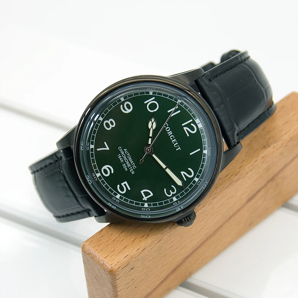 42 мм Корпус из нержавеющей стали PVD Черный чехол светящиеся арабские цифры