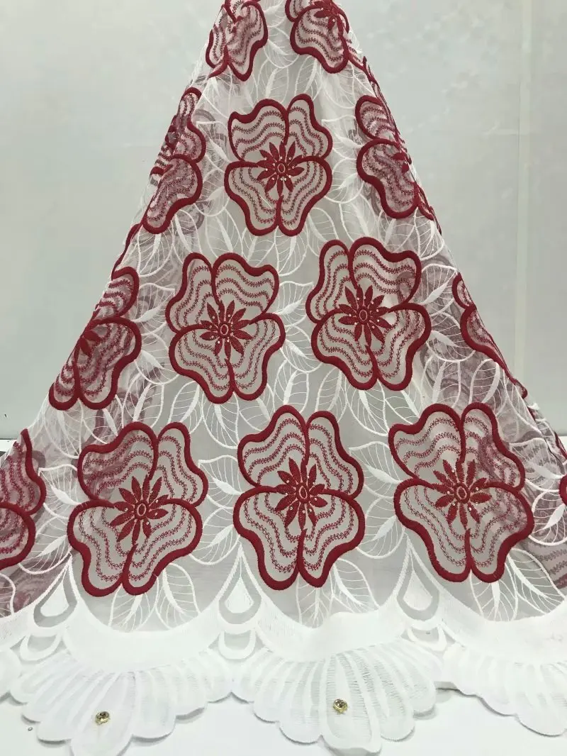 5 ярдов/шт водорастворимые фиолетовые африканские кружева ткань вышитые