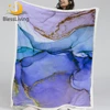 BlessLiving Colorful Marble Blanket Pastel Purple Blue Sherpa Fleece Blankets Quicksand Bed Couch Blanket Girly Golden Bedding 1