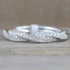 Huitan, новый дизайн, витые кольца со сверкающим кубическим цирконием, серебряный цвет, обручальные кольца для женщин, высокое качество, лидер продаж, модные ювелирные изделия