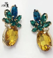 yayi jewelry yellow glass pineapple dangle women ancient gold color wear ear band tassel wedding stud drop hoop clip earrings