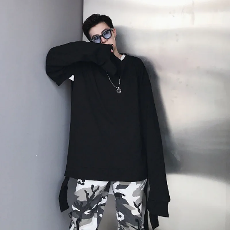 Homens Alta уличная одежда дизайн манга Comprida Moda повседневная Solto Camiseta Casal Roupas Masculina Camisa