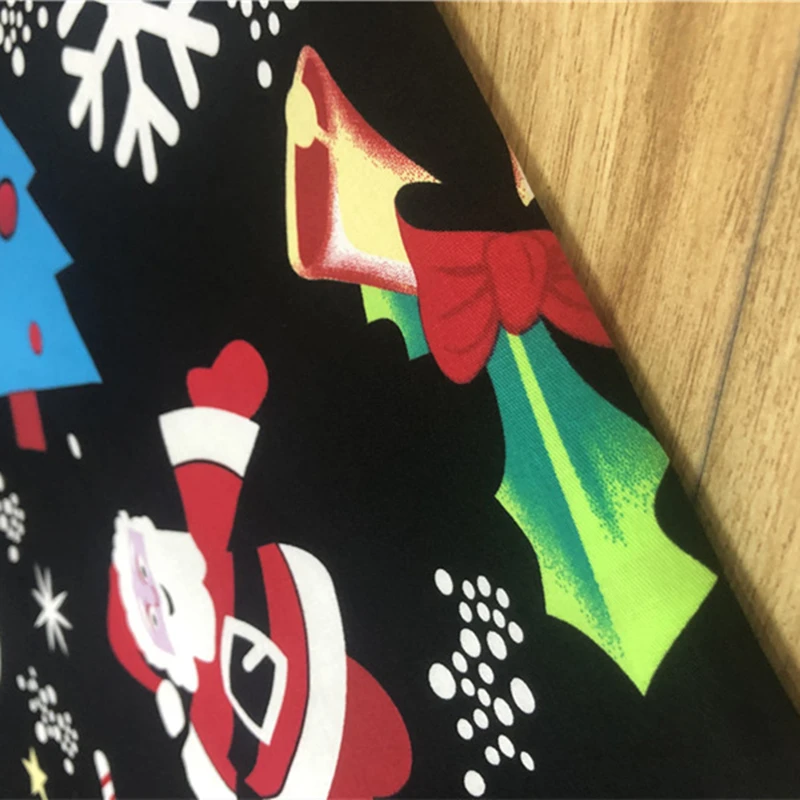 

Cotton Fabric for Dress Santa Claus Print Pattern Sleeves Handmade DIY Sewing Cloth Shirts Christmas Decoration
