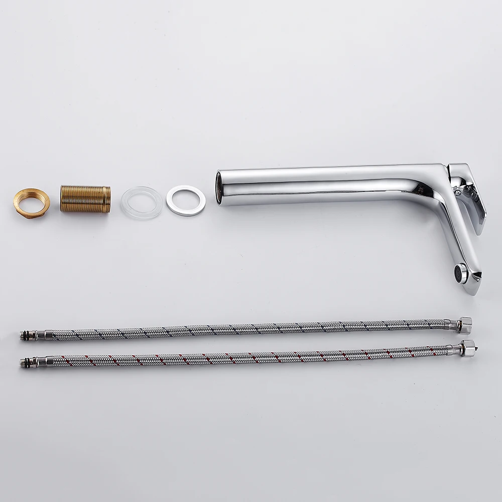 Высокий смеситель для раковины Современный столешница хромированный кран на