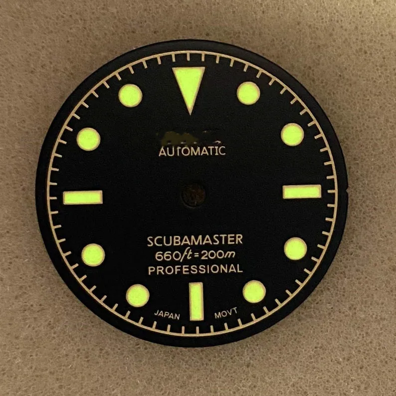 28.5mm blackN H35 dial Vintage with Green Luminous for SKX007/009 Diver Turtle mod fit NH35 NH36 6R Movement