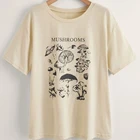 Футболка Kuakuayu HJN женская с принтом в виде грибов, Модная хлопковая Повседневная хипстерская футболка хаки в стиле Харадзюку, стиль унисекс, гранж, на лето