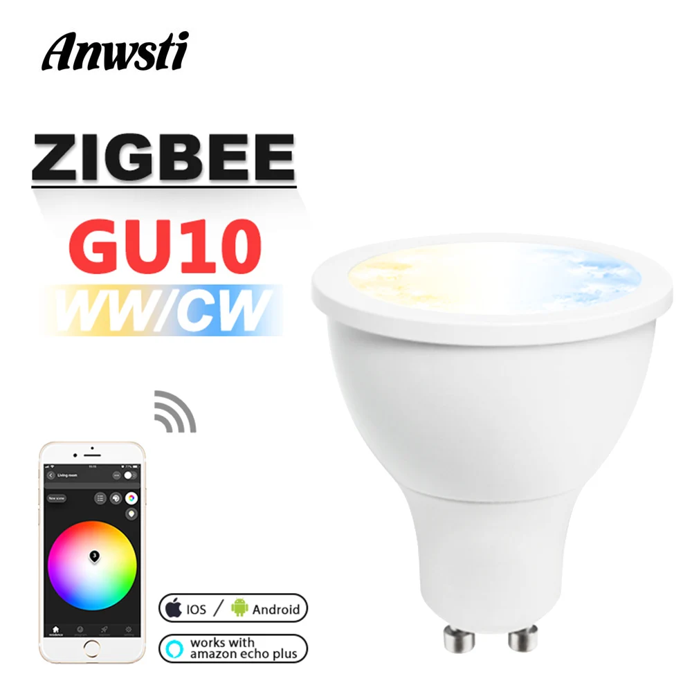 Светодиодный точечный светильник G OPTO Zigbee CCT GU10 5 Вт WW CW с регулируемой яркостью
